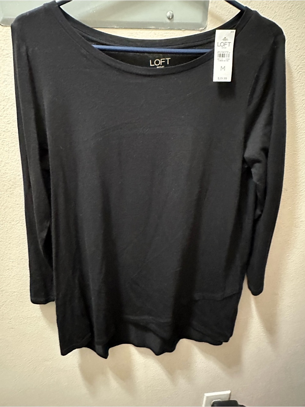 LOFT Black Long Sleeve Scoop Neck Tee